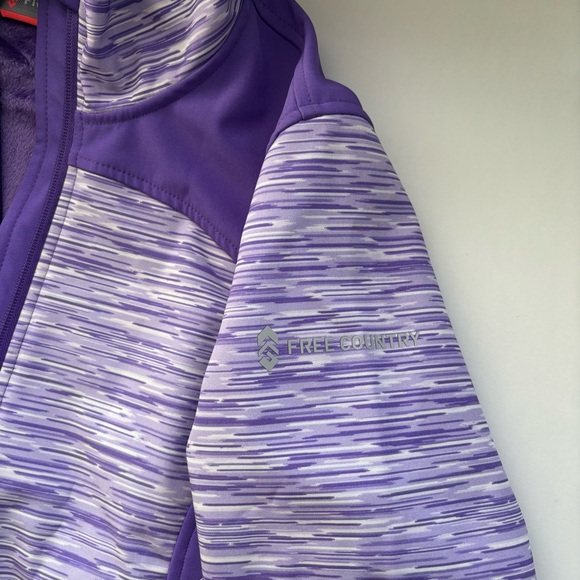 Free Country Girls Purple Softshell Water Resistant Hooded Jacket Size 10/12 - Picture 13 of 15